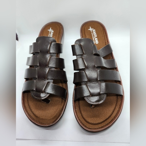 Eastland Brown Leather Sandals NWOT Sz 10W - Picture 1 of 6